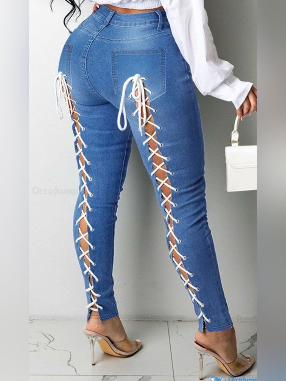 Brand new lace up jeans size large